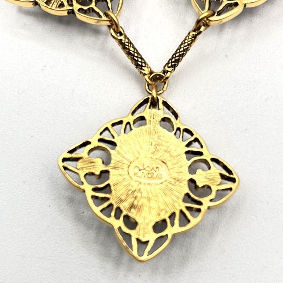 Joan Rivers Faux Lapis Art Nouveau Style Necklace Filigree Statement Necklace - Picture 9 of 10